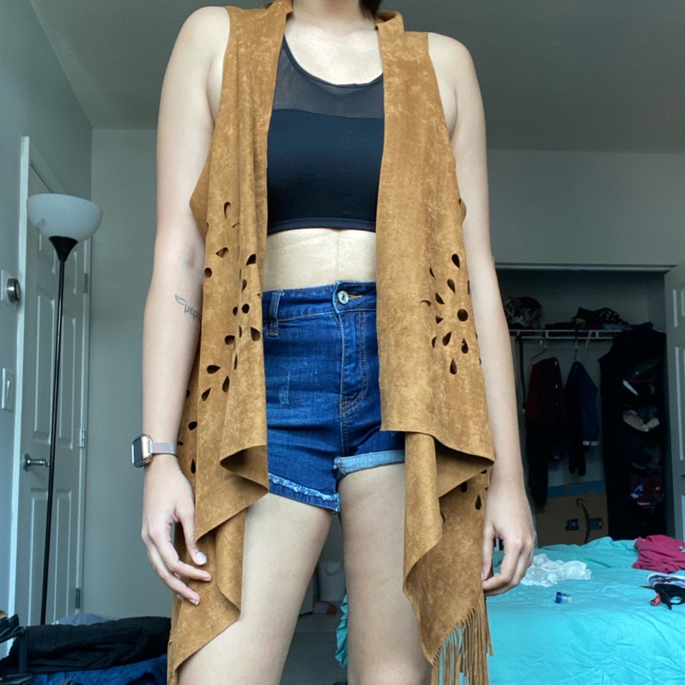Velvet tan shrug